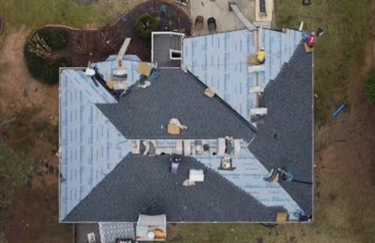Drone View of New Roof — Natural Slate Re-Roof in Didsbury, Manchester